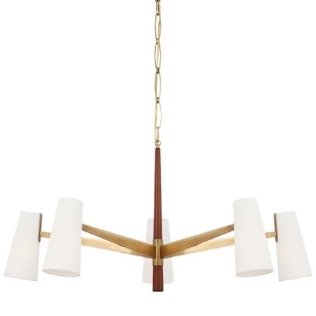 Visual Comfort Olina 5 Light 42" Wide Chandelier Hand-Rubbed Antique Brass / Mahogany / Linen