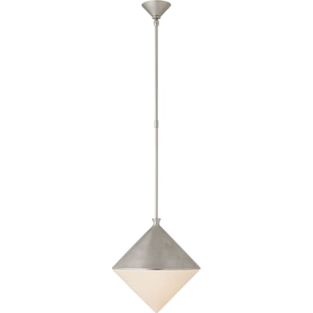 Visual Comfort Sarnen 15" Medium Pendant with White Glass by AERIN Burnished Silver Leaf