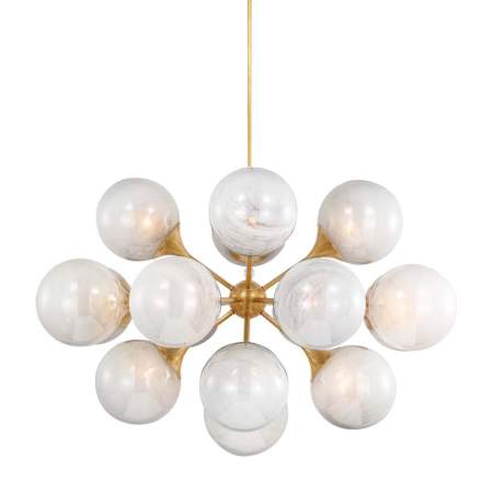 Visual Comfort Cristol 17 Light 40" Wide Sputnik Chandelier Hand-Rubbed Antique Brass / White Strie Glass