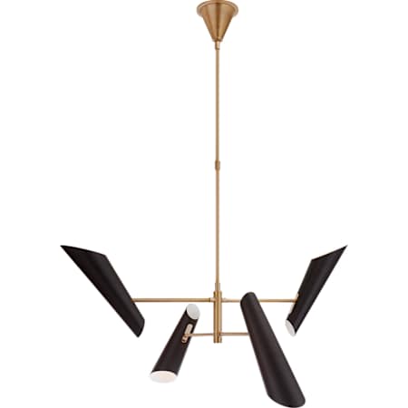 Visual Comfort Franca 49" Small Pivoting Chandelier by AERIN Hand Rubbed Antique Brass / Black