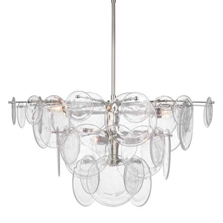 Visual Comfort Loire 9 Light 38" Wide Waterfall Chandelier Polished Nickel / Clear Strie Glass