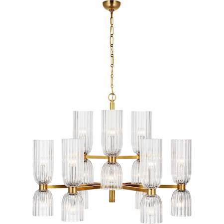 Visual Comfort Asalea 18 Light 34" Wide Chandelier Hand-Rubbed Antique Brass