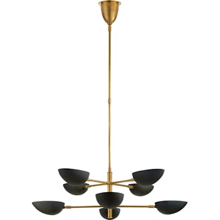 Visual Comfort Graphic 38" Large Two Tier Chandelier by AERIN Hand Rubbed Antique Brass / Black