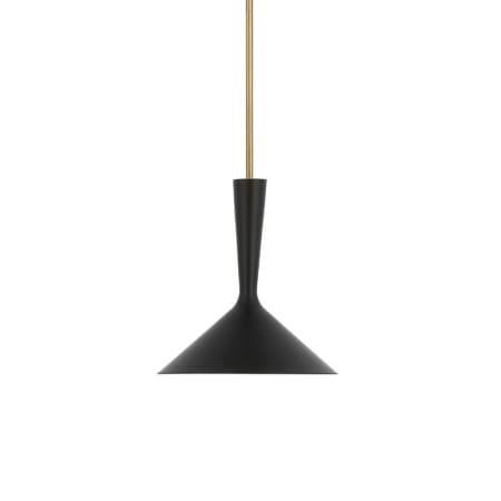 Visual Comfort Rosetta 12" Wide Pendant Matte Black / Hand-Rubbed Antique Brass