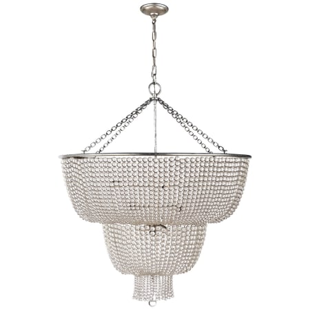 Visual Comfort Jacqueline 32" Two-Tiered Chandelier with Draped Clear Glass by AERIN Burnished Silver Leaf