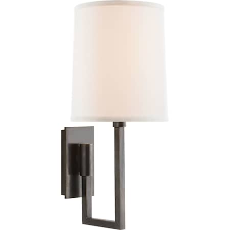Visual Comfort Aspect 14-1/2" High Wall Sconce with Linen Shade Bronze