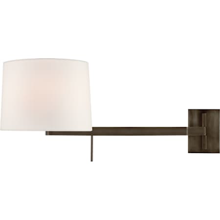 Visual Comfort Sweep 13" Medium Right Articulating Plug-In Wall Sconce with Linen Shade by Barbara Barry Bronze