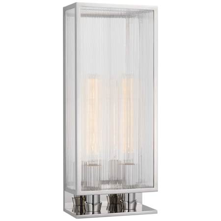 Visual Comfort York 2 Light 25" Tall Outdoor Wall Sconce Polished Nickel