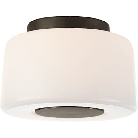 Visual Comfort Acme 9" Small Flush Mount with White Glass by Barbara Barry Bronze