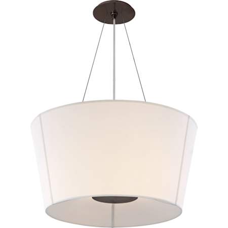 Visual Comfort Hoop 26" Medium Inverted Hanging Linen Shade by Barbara Barry Bronze