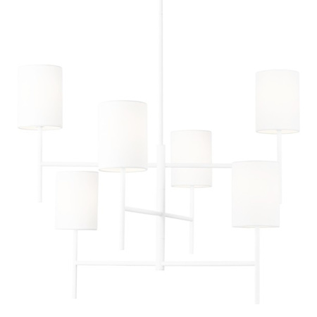 Visual Comfort Key 6 Light 32" Wide Chandelier with Linen Shades Matte White