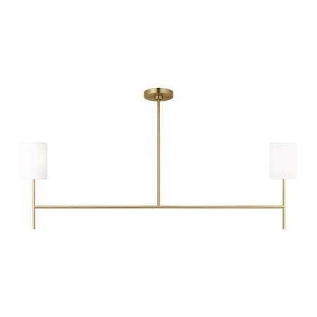 Visual Comfort Key 2 Light 52" Wide Linear Chandelier with Linen Shades Burnished Brass