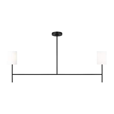 Visual Comfort Key 2 Light 52" Wide Linear Chandelier with Linen Shades Midnight Black