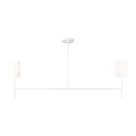 Visual Comfort Key 2 Light 52" Wide Linear Chandelier with Linen Shades Matte White