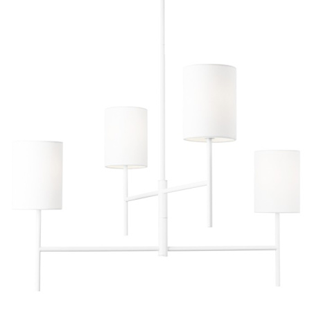 Visual Comfort Key 4 Light 32" Wide Chandelier with Linen Shades Matte White