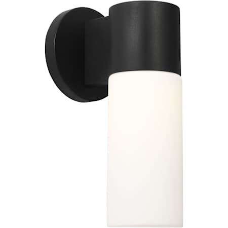 Visual Comfort Focal 16" Tall LED Outdoor Wall Sconce with Opal Etched Glass Shade Textured Black