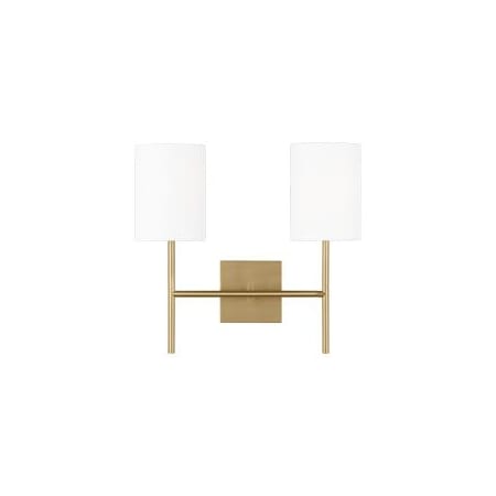 Visual Comfort Key 2 Light 16" Wide Vanity Light with Linen Shades Burnished Brass