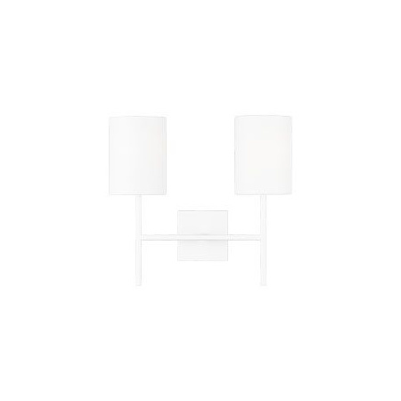 Visual Comfort Key 2 Light 16" Wide Vanity Light with Linen Shades Matte White