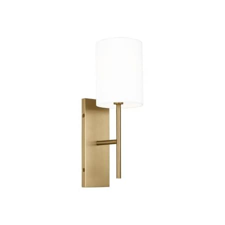Visual Comfort Key 16" Tall Bathroom Sconce with Linen Shade Burnished Brass