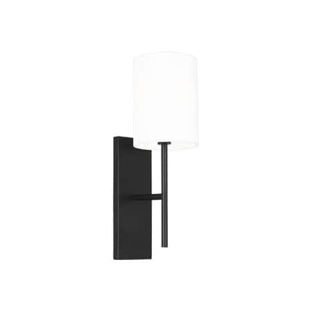 Visual Comfort Key 16" Tall Bathroom Sconce with Linen Shade Midnight Black