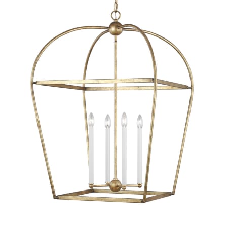 Visual Comfort Stonington 4 Light 25" Wide Taper Candle Pendant Antique Gild