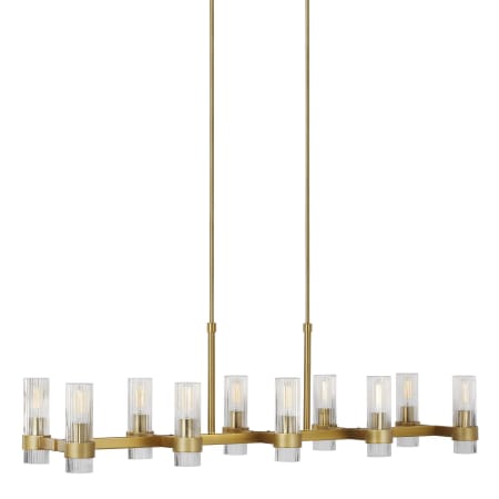 Visual Comfort Geneva 10 Light 50" Wide Linear Pendant Burnished Brass
