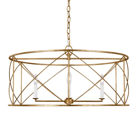 Visual Comfort Beatrix 4 Light 30" Wide Taper Candle Drum Chandelier Antique Gild