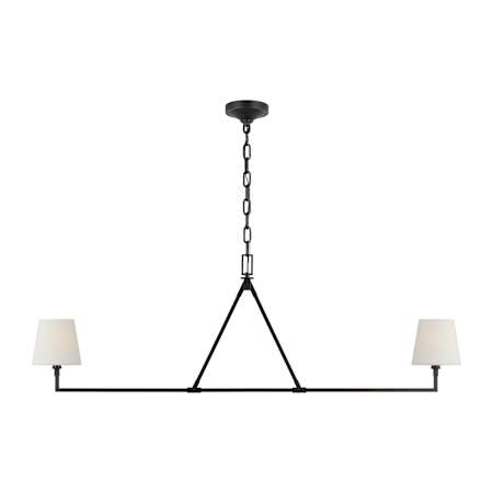 Visual Comfort Perth 2 Light 56" Wide Linear Chandelier Aged Iron