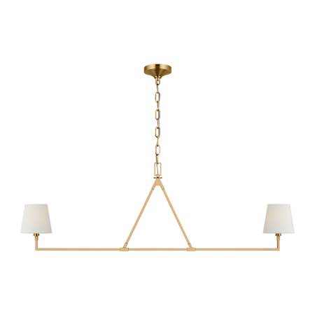 Visual Comfort Perth 2 Light 56" Wide Linear Chandelier Burnished Brass