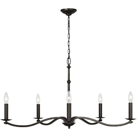 Visual Comfort Wellen 5 Light 36" Wide Taper Candle Style Chandelier Aged Iron