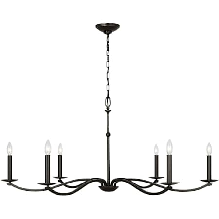 Visual Comfort Wellen 6 Light 48" Wide Taper Candle Style Chandelier Aged Iron