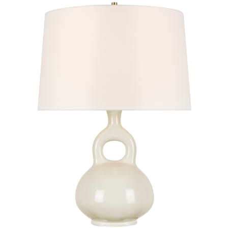 Visual Comfort Lamu 28" Tall Vase Table Lamp with White Linen Shade Ivory