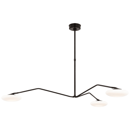 Visual Comfort Brindille 3 Light 60" Wide LED Chandelier with Frosted Glass Shades Gun Metal