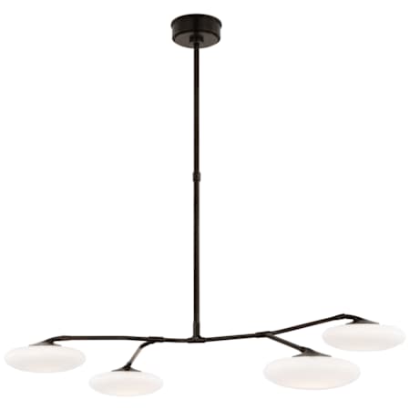Visual Comfort Brindille 4 Light 48" Wide LED Chandelier with Frosted Glass Shades Gun Metal