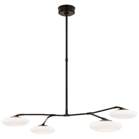 Visual Comfort Brindille 4 Light 48" Wide LED Chandelier with Frosted Glass Shades Gun Metal