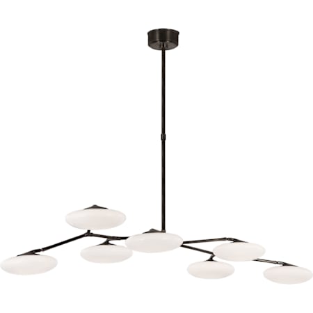 Visual Comfort Brindille 7 Light 61" Wide LED Chandelier with Frosted Glass Shades Gun Metal