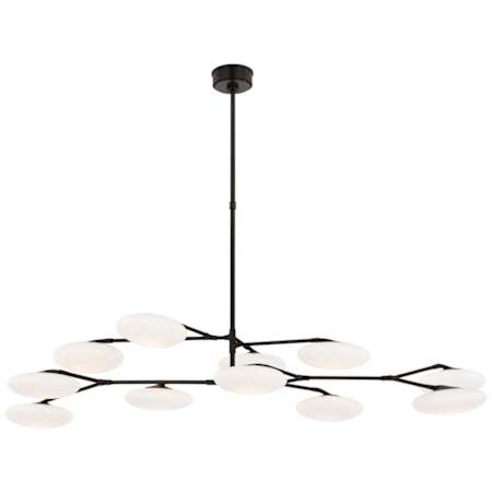 Visual Comfort Brindille 11 Light 65" Wide LED Chandelier with Frosted Glass Shades Gun Metal