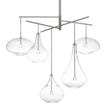 Visual Comfort Lomme 5 Light 38" Wide LED Chandelier with Clear Glass Shades Polished Nickel