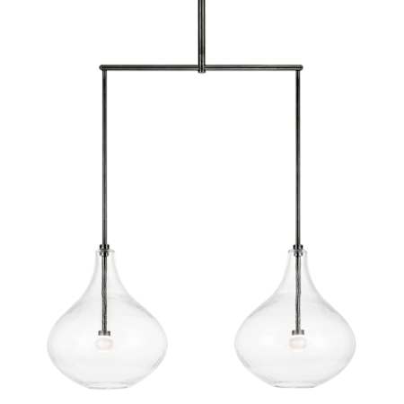 Visual Comfort Lomme 2 Light 26" Wide LED Linear Chandelier with Clear Glass Shades Gun Metal