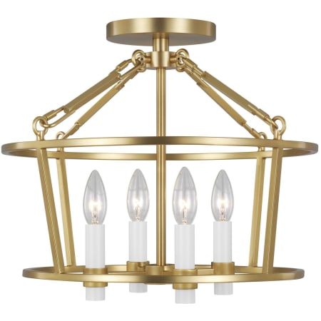 Visual Comfort Marston 4 Light 16" Wide Semi-Flush Ceiling Fixture Burnished Brass