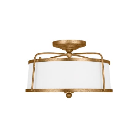 Visual Comfort Stonington 2 Light 14" Wide Semi-Flush Drum Ceiling Fixture Antique Gild