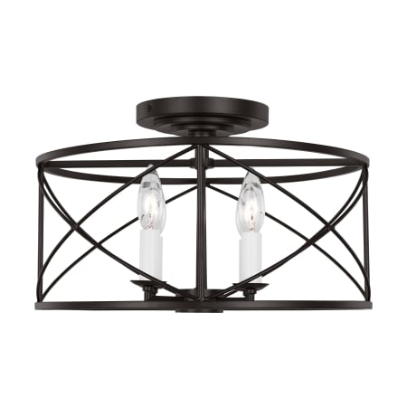 Visual Comfort Beatrix 4 Light 15" Wide Semi-Flush Drum Ceiling Fixture Aged Iron