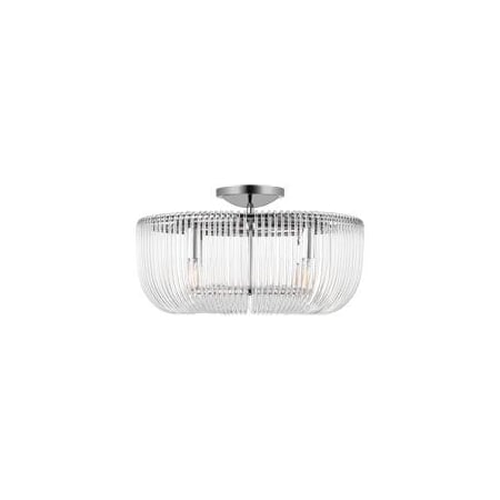 Visual Comfort Pierce 4 Light 20" Wide Semi-Flush Bowl Ceiling Fixture with Clear Glass Rods Polished Nickel