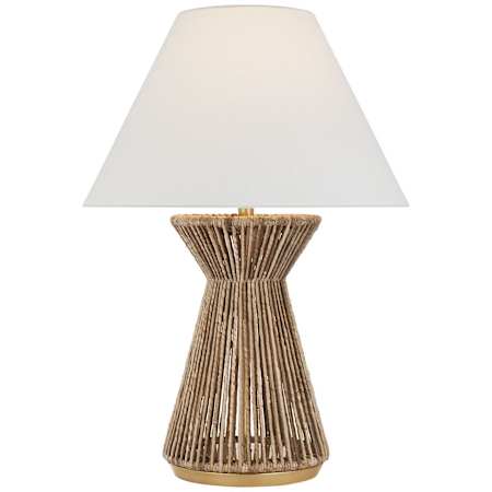 Visual Comfort Antigua 30" Tall Buffet Table Lamp Natural Abaca / Antique-Burnished Brass
