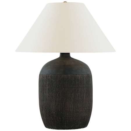 Visual Comfort Portis 30" Tall Vase Table Lamp Black Wash Terracotta / Linen