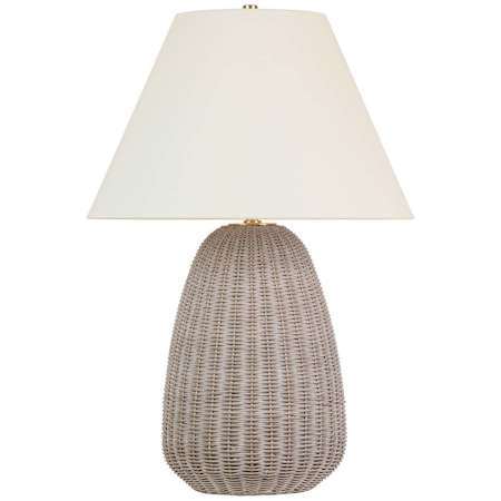 Visual Comfort Kokomo 31" Tall Vase Table Lamp Ash Wicker / Antique-Burnished Brass / Linen