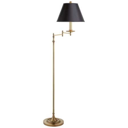 Visual Comfort Dorchester 64" Swing Arm Floor Lamp with Black Shade by Chapman & Myers Antique Burnished Brass