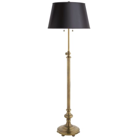 Visual Comfort Overseas 40" - 65" Adjustable Club Floor Lamp with Black Linen Shade by Chapman & Myers Antique Burnished Brass