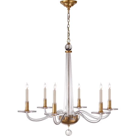 Visual Comfort Robinson 32" Medium Chandelier with Clear Glass by E. F. Chapman Antique Brass