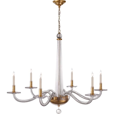 Visual Comfort Robinson 38"Large Chandelier with Clear Glass by E. F. Chapman Antique Brass